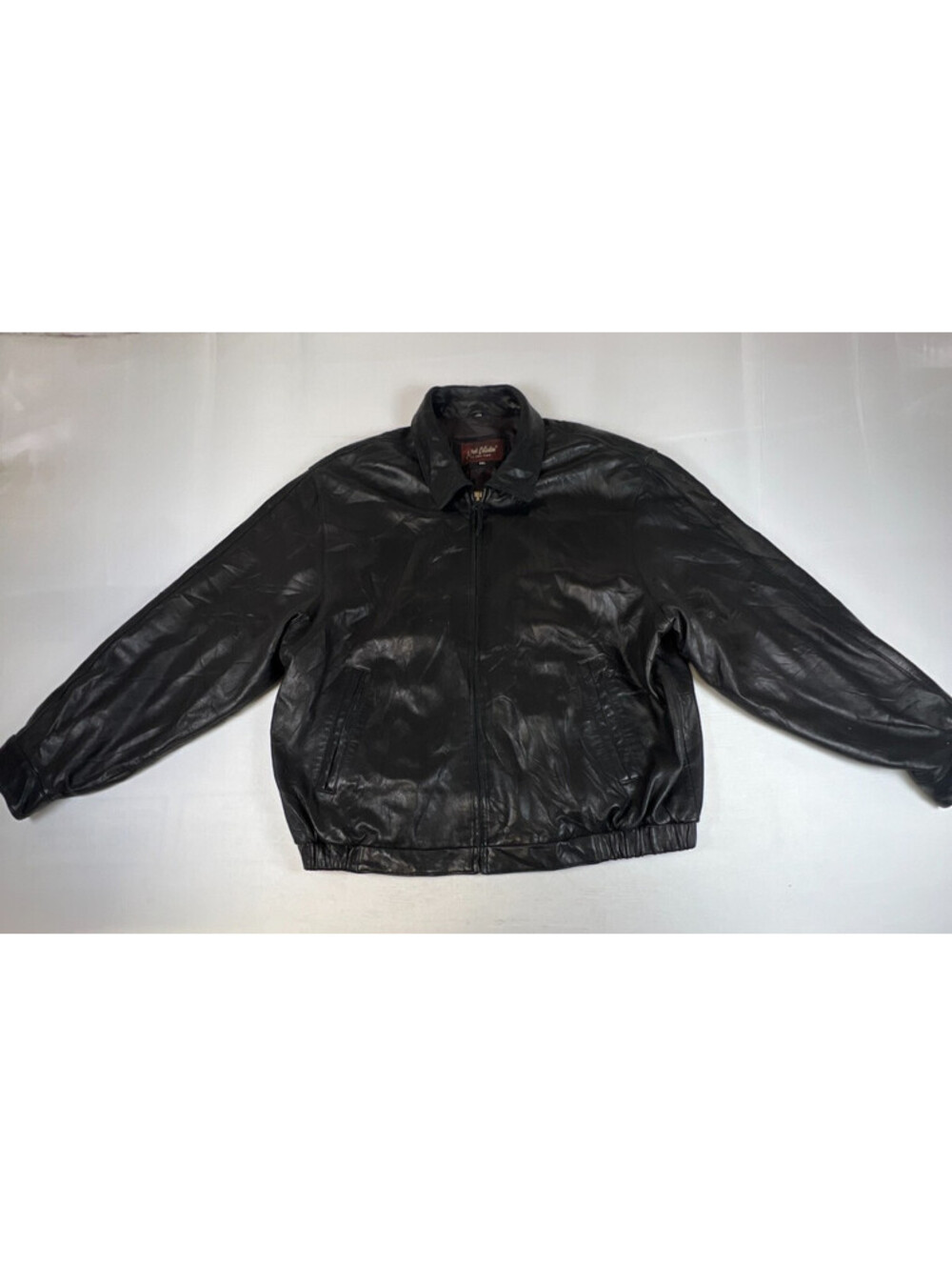J. Park Collection by Couture Men XXL Black Genuine Leather Bomber Jacket Coat